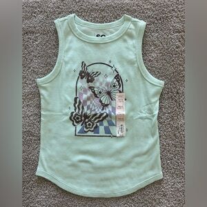 SO Light Green Kids Tank Top with Butterfly Design